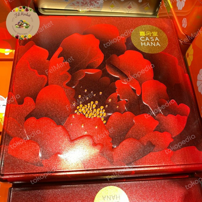 

Kue Bulan Casahana Mooncake Blossom Moon red isi 4 | Box