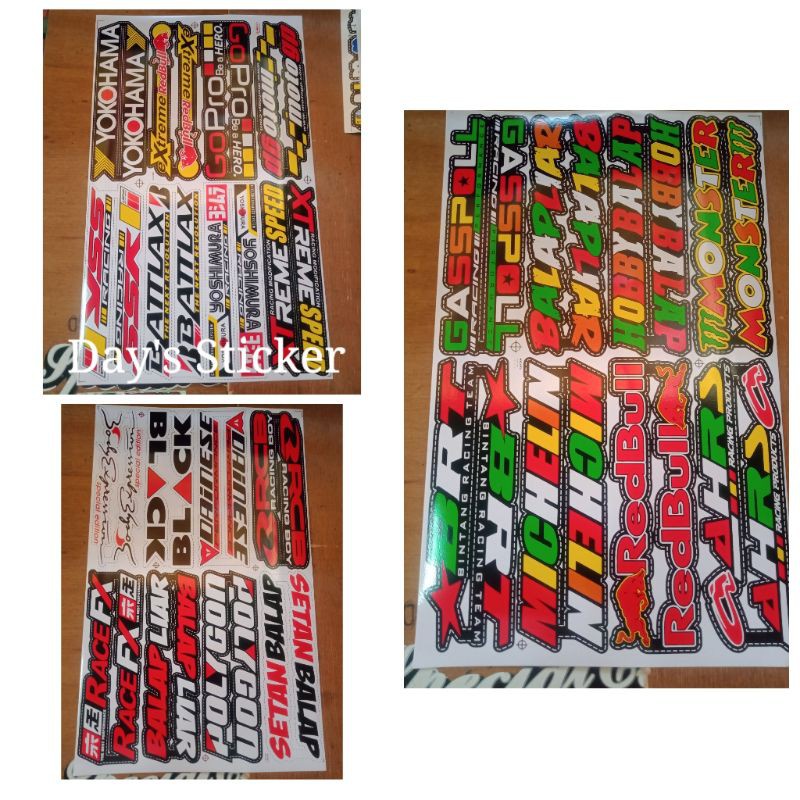 

Stiker/Sticker Lembaran Racing Moto Gp Random ecera dan grosir Eceran Dan Grosir