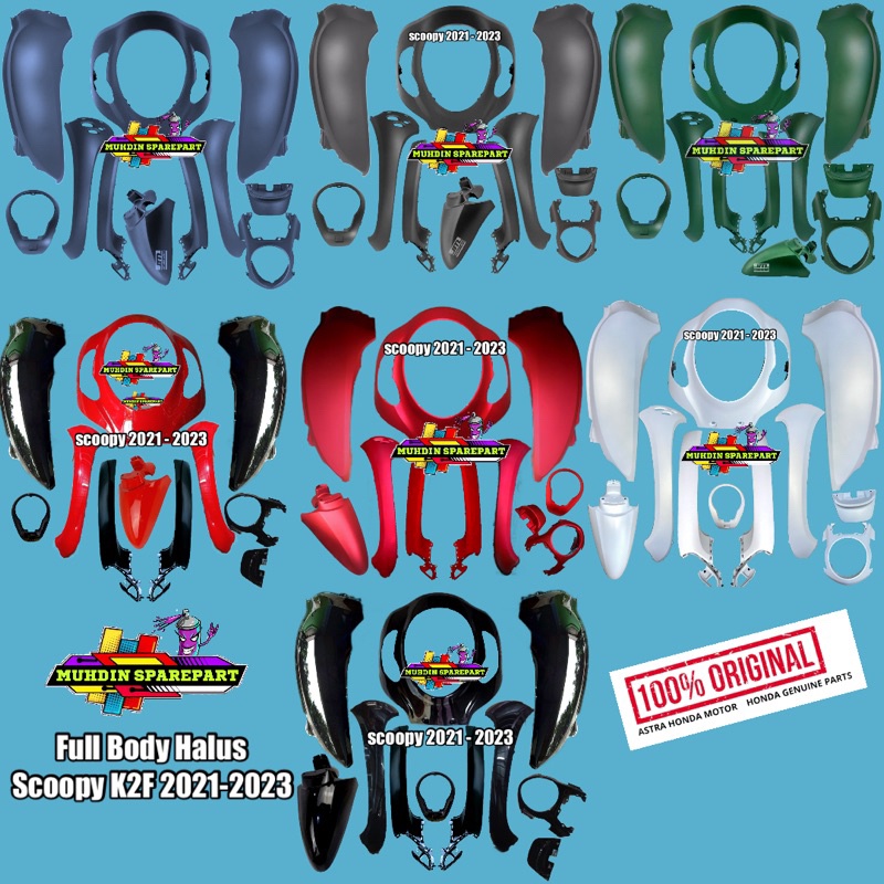 Full set body halus scoopy new prestige K2F 2021-2022-2023 original hitam merah putih biru doff