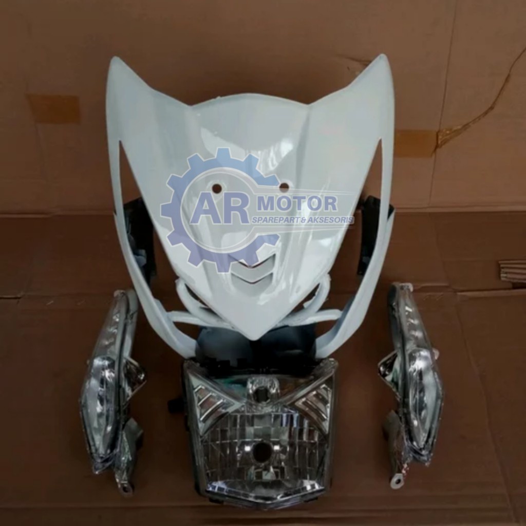 TAMENG / TEBENG PLUS LAMPU DAN SEN DEPAN BEAT FI PUTIH