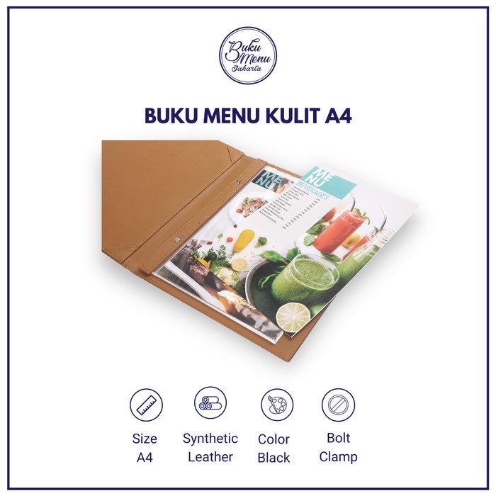 

BUKU MENU RESTORAN KULIT ISI PLASTIK A4 - - CAFE - Coklat Muda, 6 plastik