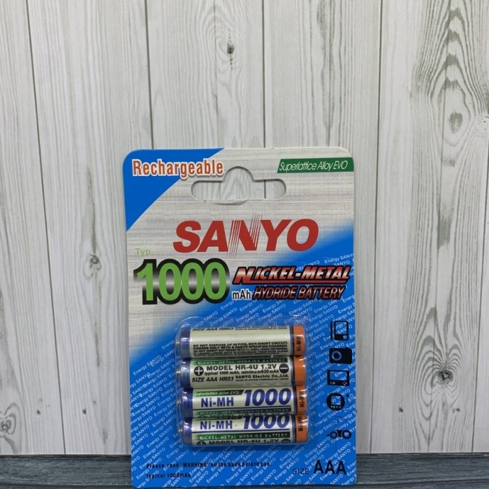 Isi 4 Baterai Charger SANYO 1100Mah AAA 1.2V - Batre Cas A3 Sanyo 1100
