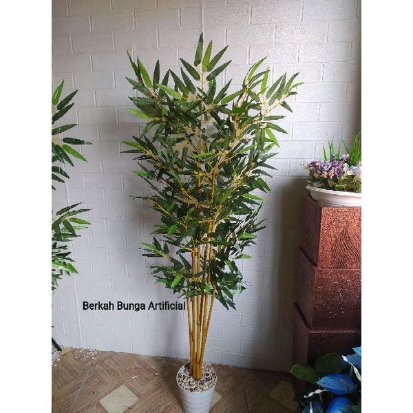 Pohon Bambu Artificial T 150cm Bambu Partisi Cendani Kuning Pohon Pojok Bunga Sudut Pohon Bambu Plas
