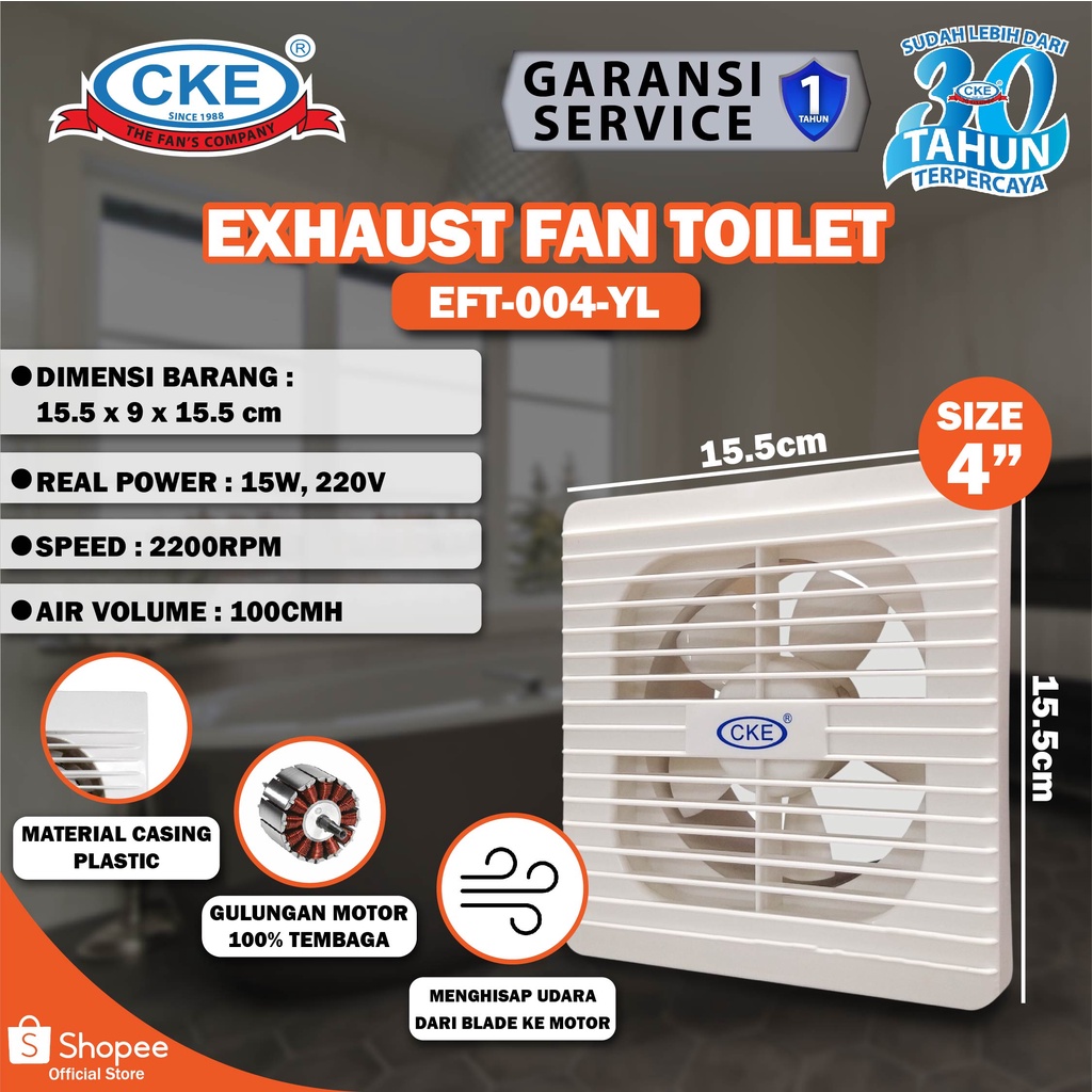 Exhaust Fan Toilet/exhaust dinding 4 inch/Rumah Toilet Dapur Eksos Kipas Hexos Hisap Kamar Mandi CKE