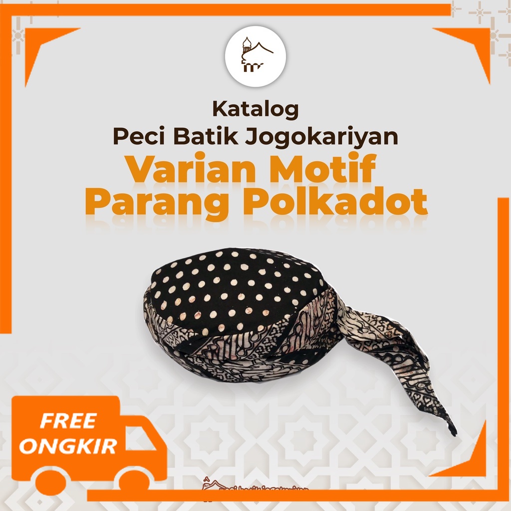 Peci Batik Jogokariyan Jogokaryan Motif Parang polkadot Songkok Udeng Kopeah