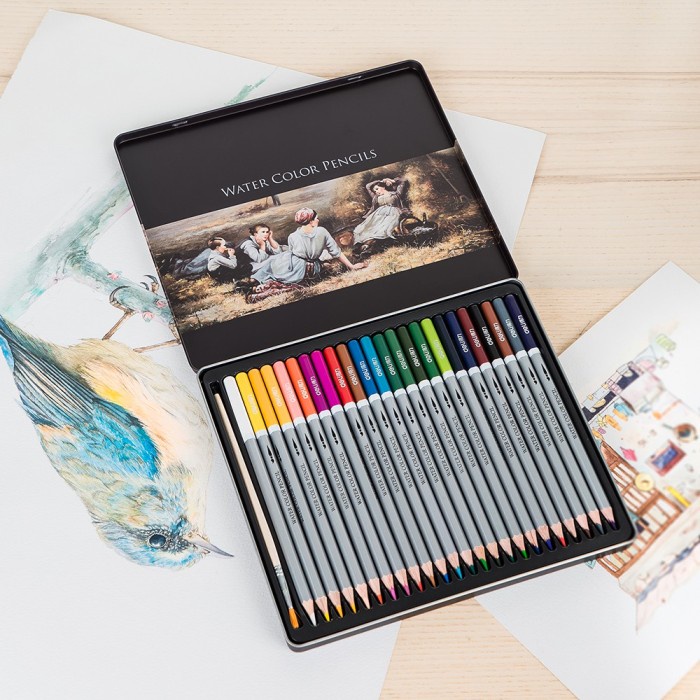 Pensil Warna DELI 24 Warna Water Color Pencils - 6521