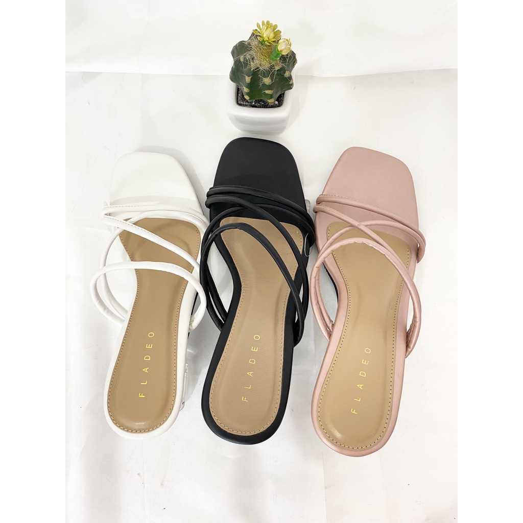 FLADEO Sendal Wanita Heels Kaca Tali X Ori Mall FLD13