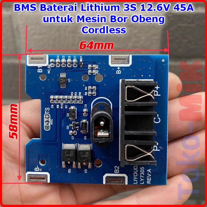 BMS 3S 45A 12.6V Baterai Li-ion Lithium Mesin Bor Obeng Cordless GT27