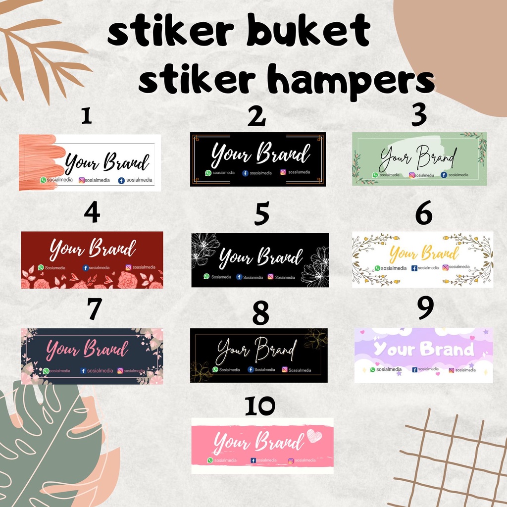 50 Pcs STIKER BUKET-STIKER HAMPERS-STIKERCUSTOM BRAND SOSMED ISI 50 PCS
