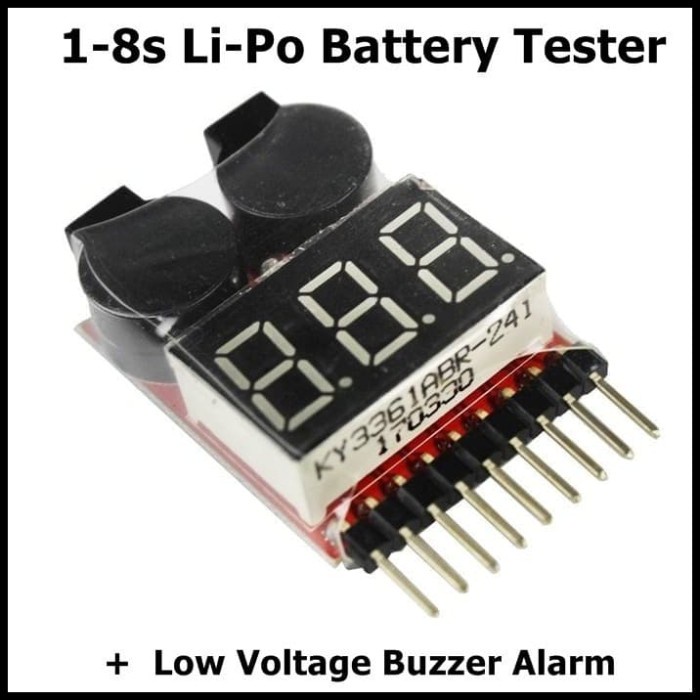 1-8s Lipo Battery Tester & Low Voltage Buzzer Alarm Baterai Li-Po Volt