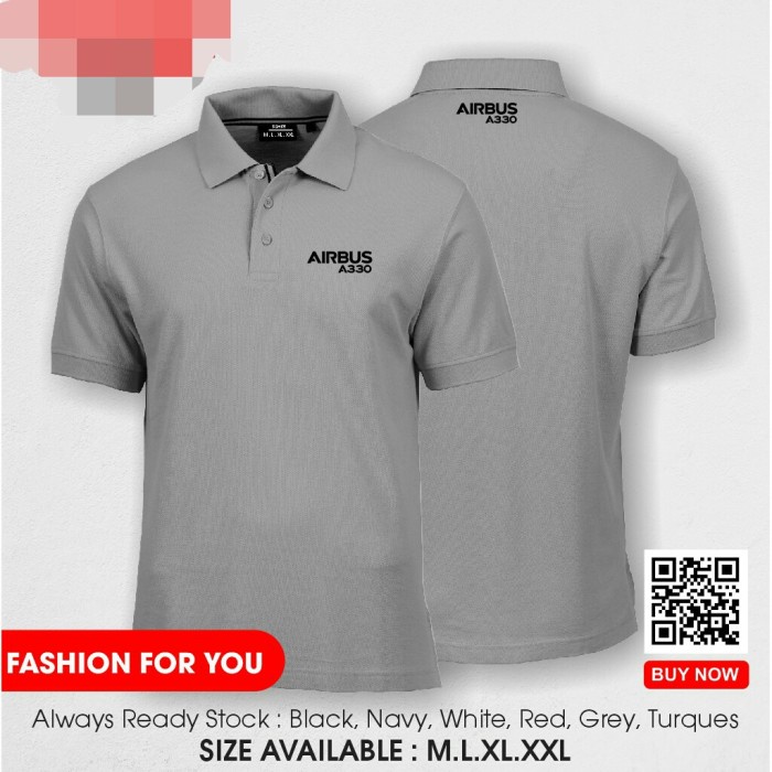 KAOS POLO AIRBUS A330 FULL BORDIR - Abu-abu, M