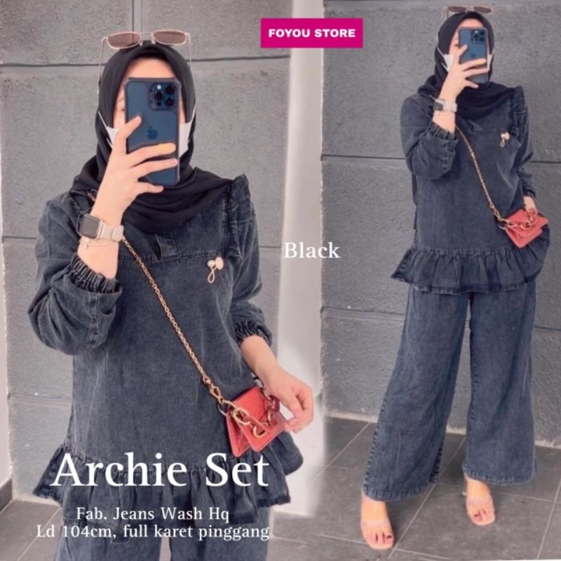 BAJU SETELAN WANITA ARCHIE SET (SETELAN WANITA JEANS PREMIUM)