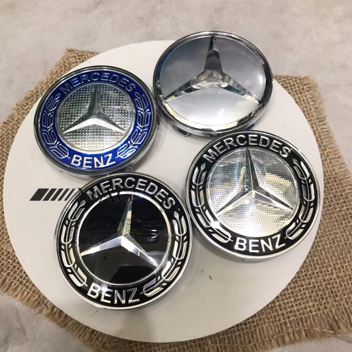 Dop Velg Roda Emblem Mercedes Benz 6.8cm 68mm Tutup Dop Roda Mercy Ori - Biru Padi