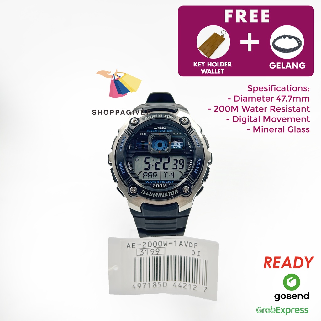 JAM TANGAN PRIA Original Casio Digital AE-2000W / AE-2000W-1A / AE-2000W-1AVDF MURAH BERGARANSI