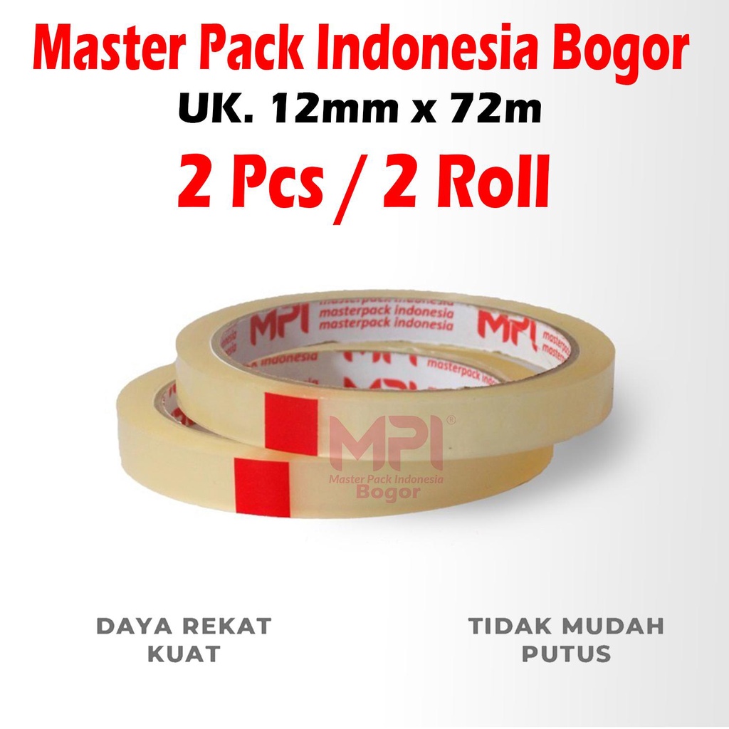 

2 PCS Lakban Isolasi 12mm x 72m / Selotip Kecil 12 mm x 72 Meter - Master Pack Indonesia Bogor