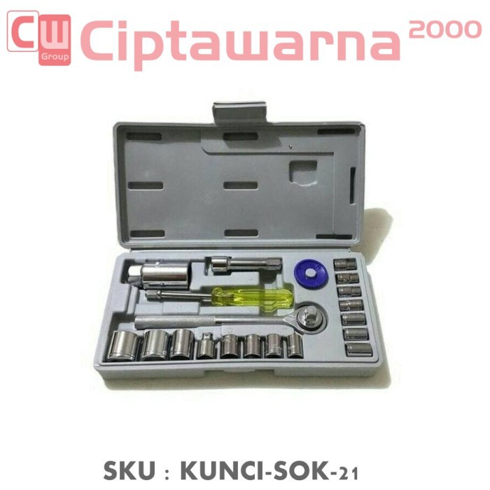 Kunci Sock Sok Set 21 Pcs Alat Bengkel Motor - Cw1