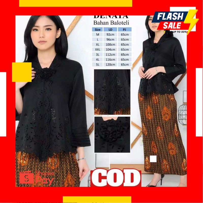 SPECIAL 11.11 BIG SALE | Atasan Kebaya Encim Modern Denaya Hitam Kebaya Moderen Hitam Polos Kebaya A
