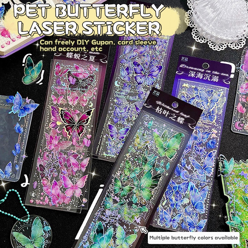 

COD ❤️ Bahan Vintage Laser Relief Butterfly Sticker Tiga Dimensi Dekorasi Ledger Tangan Pet Stiker-Bellamy's