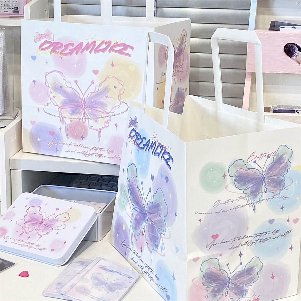 

[HARU] Y2k Style Dream Like Paper bag Butterflies Handbag Kantong Kado