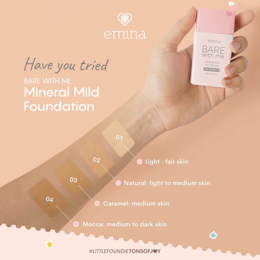 Emina Bare With Me Mineral Mild Foundation - 02 Natural | 30 ml