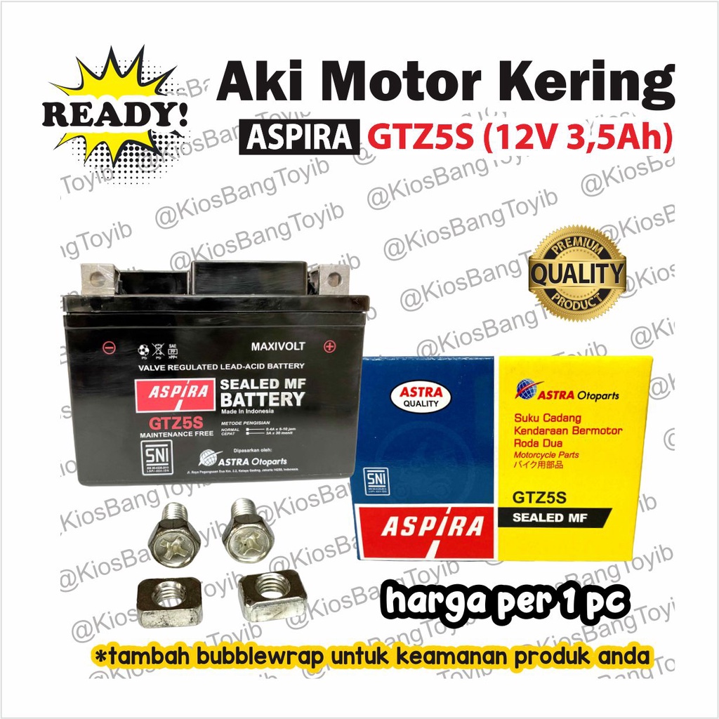 Aki Kering Motor ASPIRA GTZ-5S (3.5Ah) ORIGINAL Vario Beat Scoopy Supra