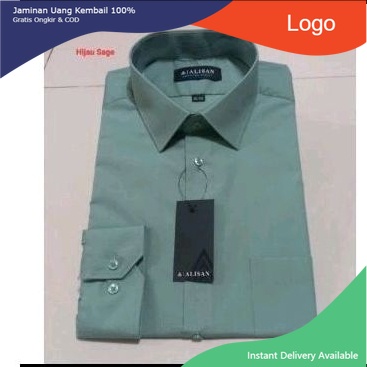 Kemeja Alisan Hijau Sage / Green Sage Polos Lengan Panjang/ Murah lebay