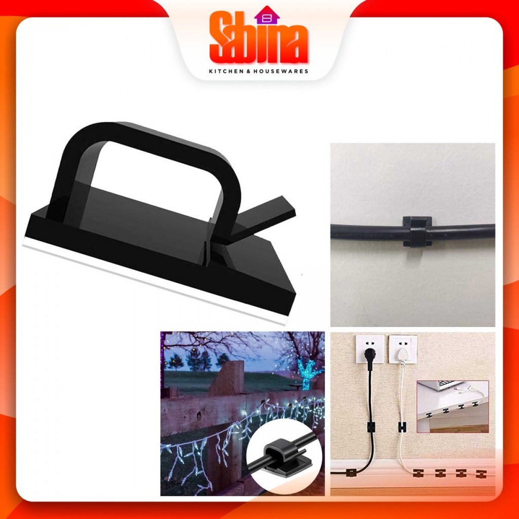 Klip Penjepit Kabel Tempel R-Shaped Gantungan Jalur Listrik 20 PCS