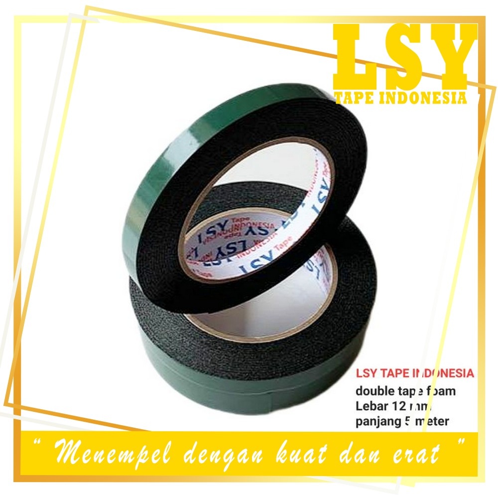 

LSY Double Tape Foam 12mm x 5meter Full | Isolasi Tape Double Foam 5m