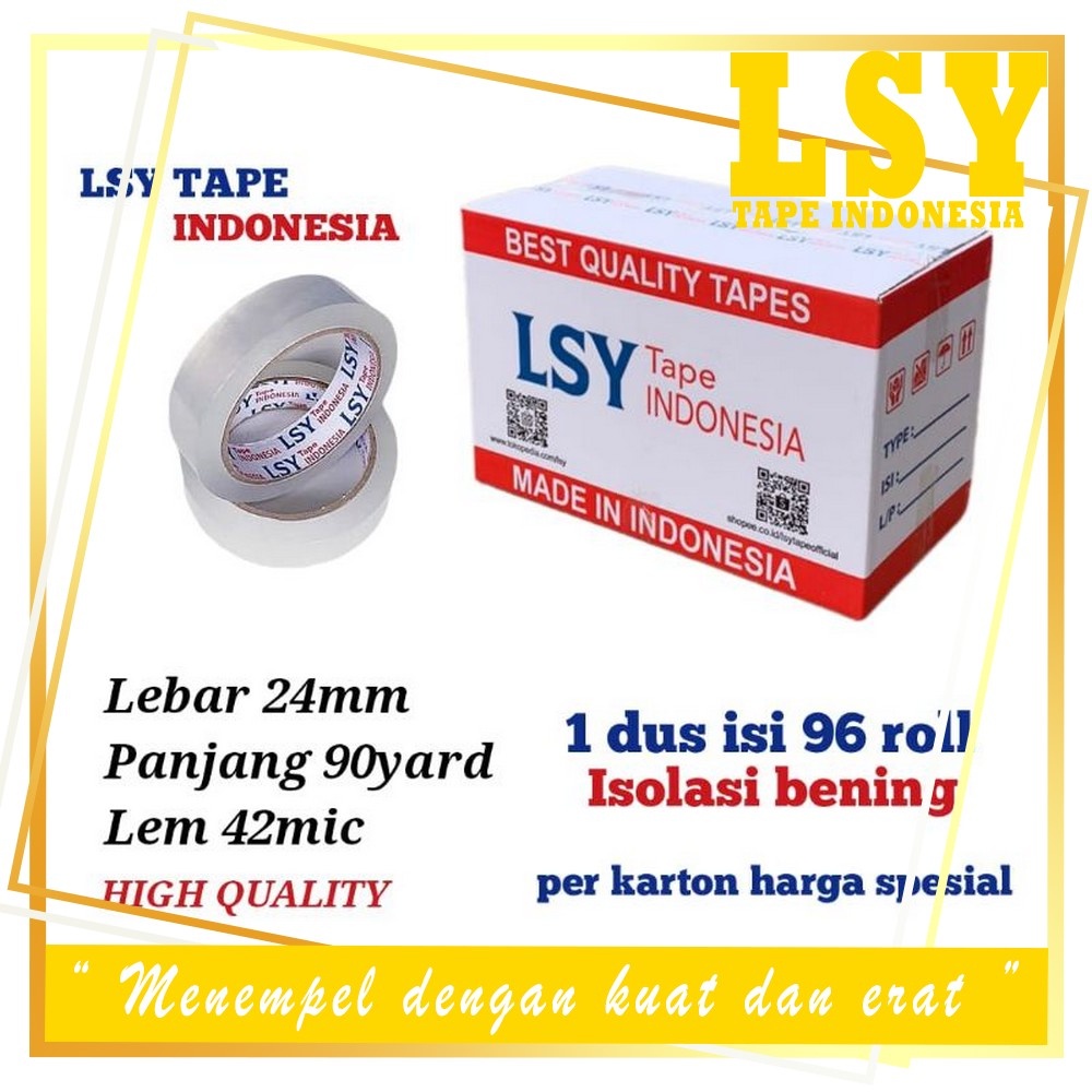 

LSY 1Dus Grosiran 96roll Isolasi Bening Full 24mm x 90yard Berkualitas
