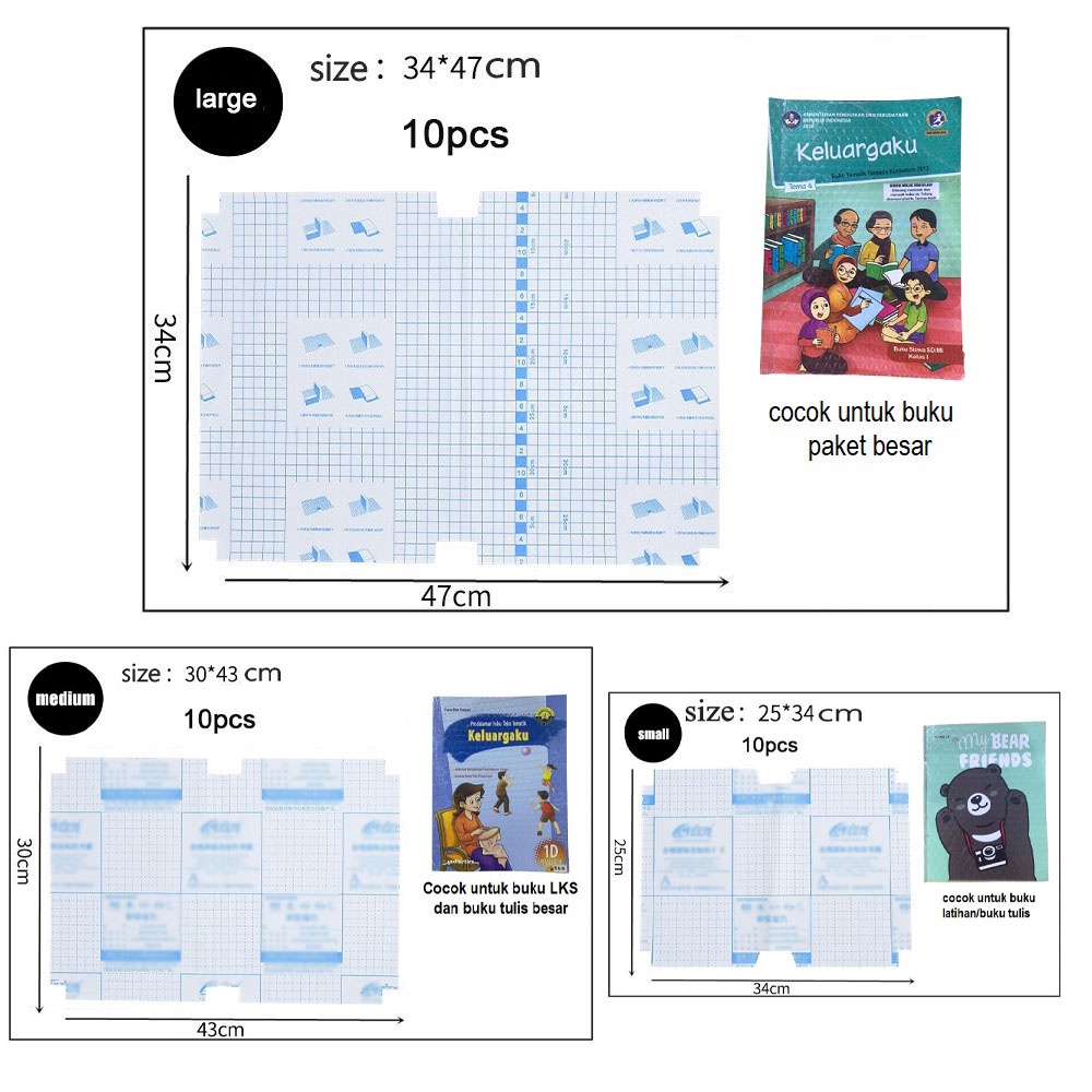 

RB KEDAIBUTIK (CPP) BUKU STIKER PVC FILM PELINDUNG BUKU TEKSTIL 10 LEMBAR BURAM TAHAN AIR DENGAN