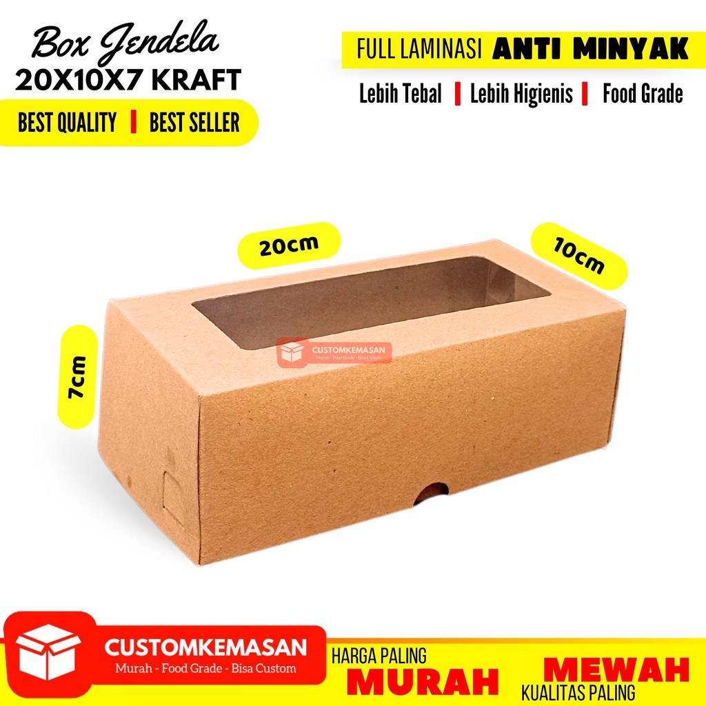 

Box 20x10x7 Laminasi Jendela / Box Bolu Gulung / Box Bomboloni / Box Brownies / Dus Bolu Gulung / Dus Bomboloni