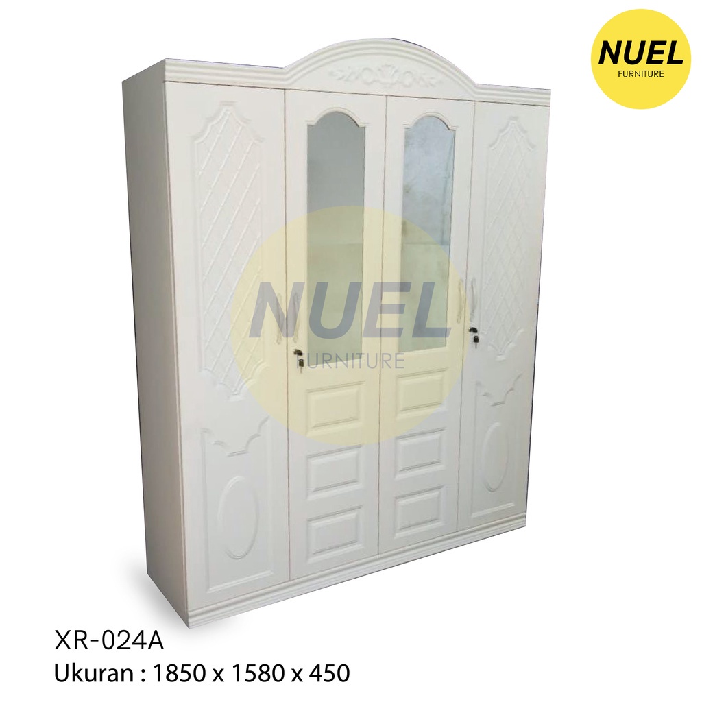Lemari Pakaian Besi Kaca | Lemari Baju Jumbo | Lemari 4 Pintu XR/024A