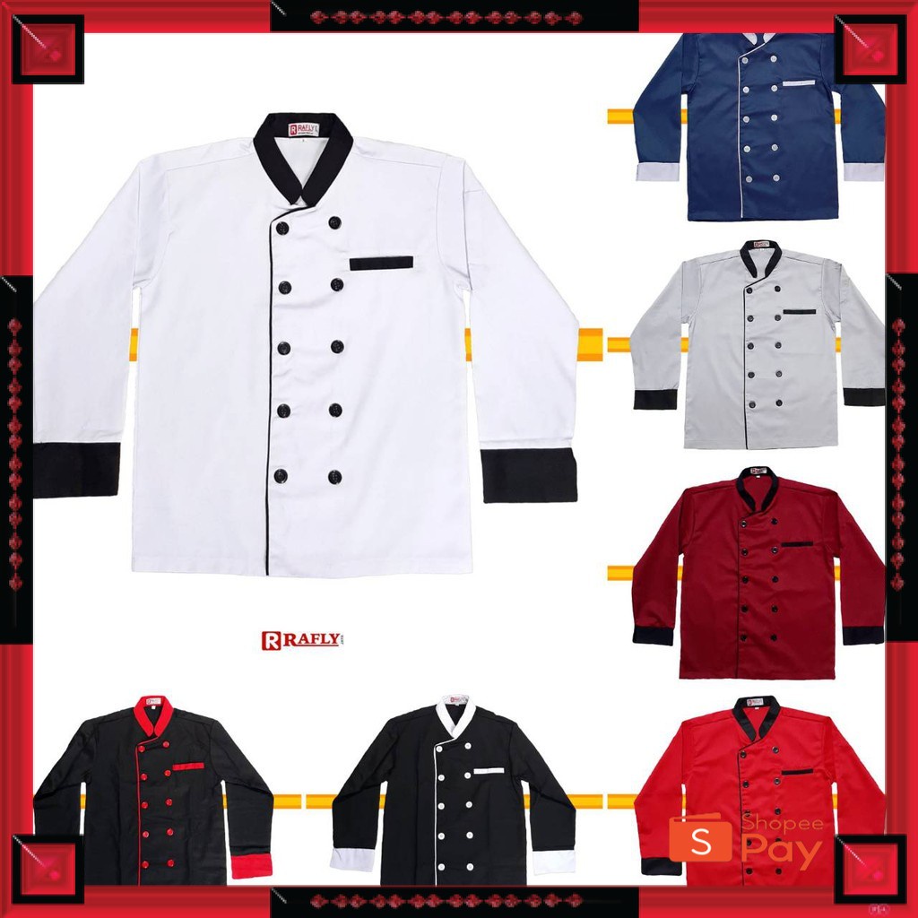 12.12 SERAGAM SALE / Baju Chef - Baju Koki Lengan Panjang Pria - Wanita - Seragam Koki / Rafly Jaya