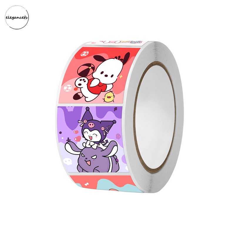 

500 lembar stiker bahan kartun lucu Sanrio stiker bahan Melody Kuromi Yuji stiker anjing dekorasi DIY E
