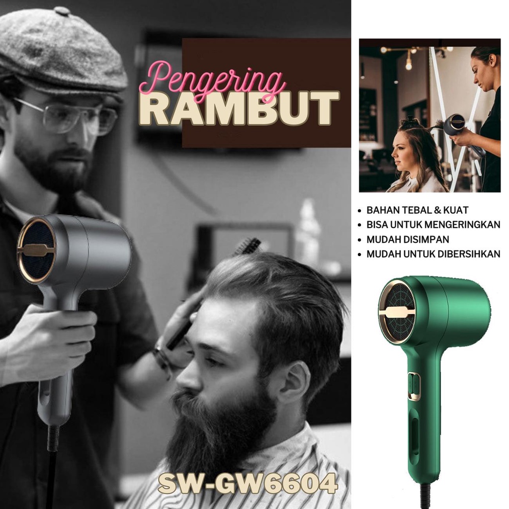 GW Hair Dryer Pengering Rambut GW6604 Multifungsi Putih