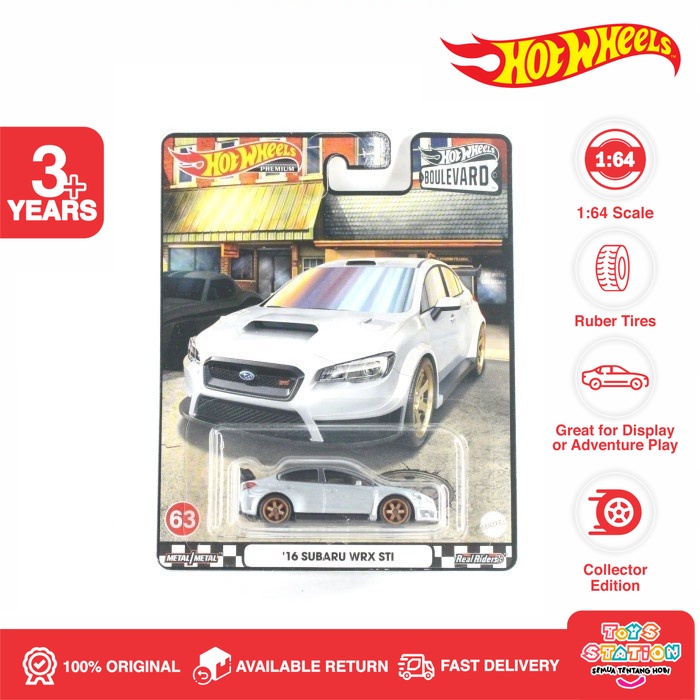 Hot Wheels Premium Boulevard 16 Subaru WRX STI Silver White