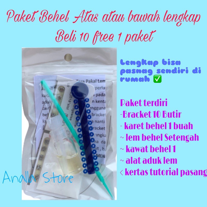 (COD) Paket Behel Atas atau bawah langsung Pasang ~ Lengkap ada LEM | Behel Lepas Pasang Warna Bebas