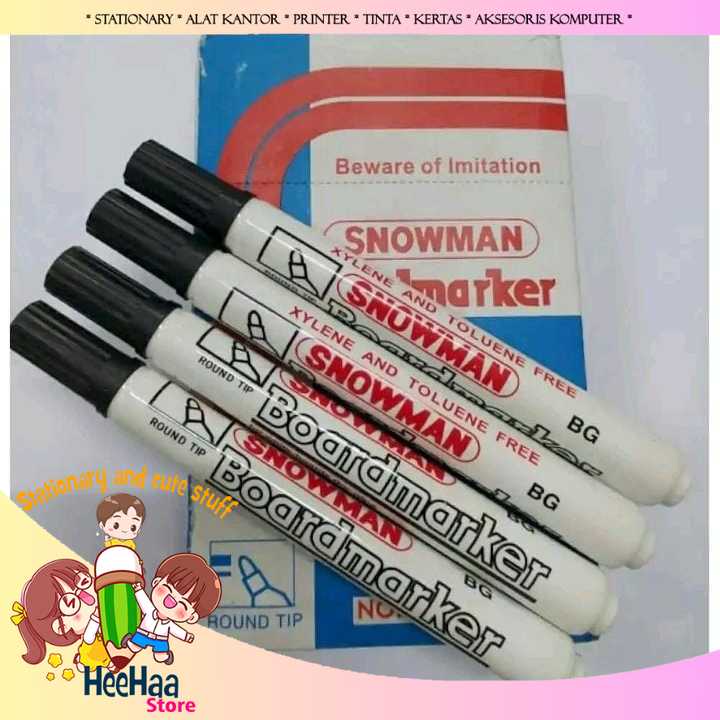 

Spidol Whiteboard Snowman Board Marker BG12 HITAM -1PC
