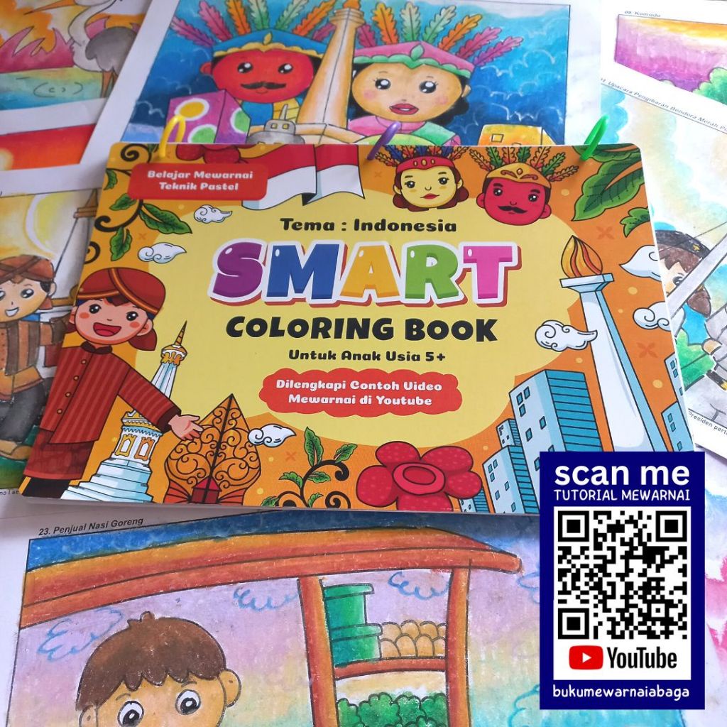 

Smart Coloring Book Indonesia ABAGA/ Belajar Mewarnai Gradasi/ Buku Mewarnai Anak TK SD