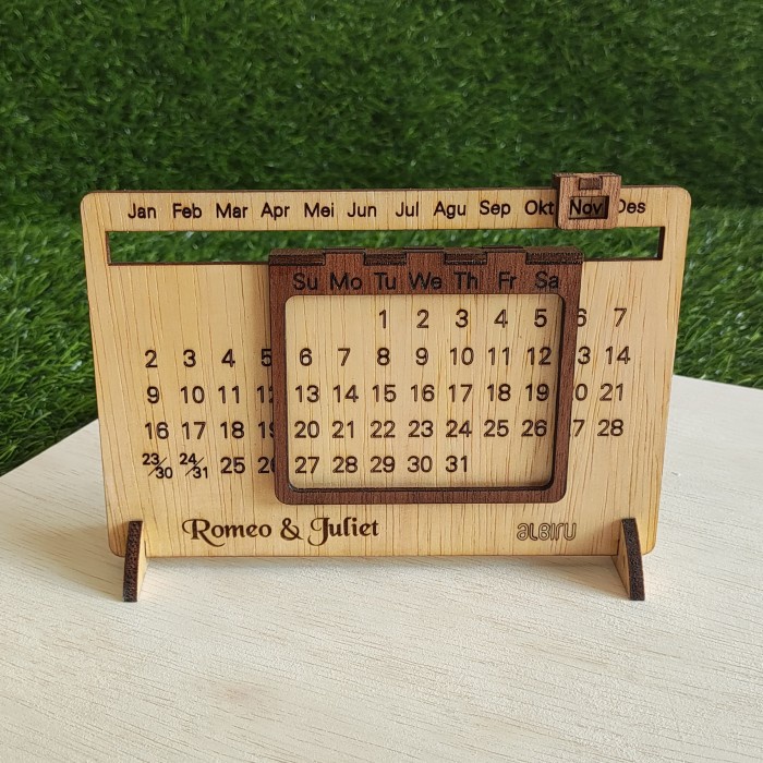 

kalender kayu sepanjang masa calendar abadi aesthetic - model A