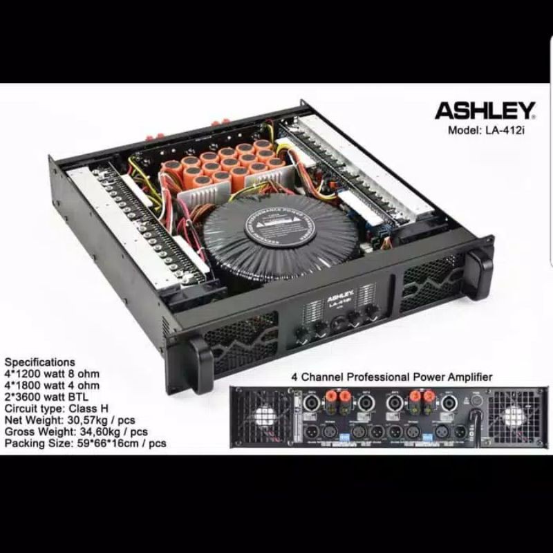 PROMO 1.1 BIG SALE Power Ashley LA 412 i amplifier 4 channel Ashley LA 412i CLASS H original