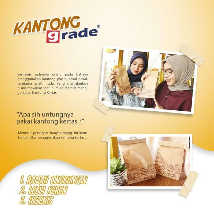 

Paper Bag Kantong Kertas Roti Fried Chicken Gorengan Anti Minyak GRADE - S 13x8x22,5, Putih Polos