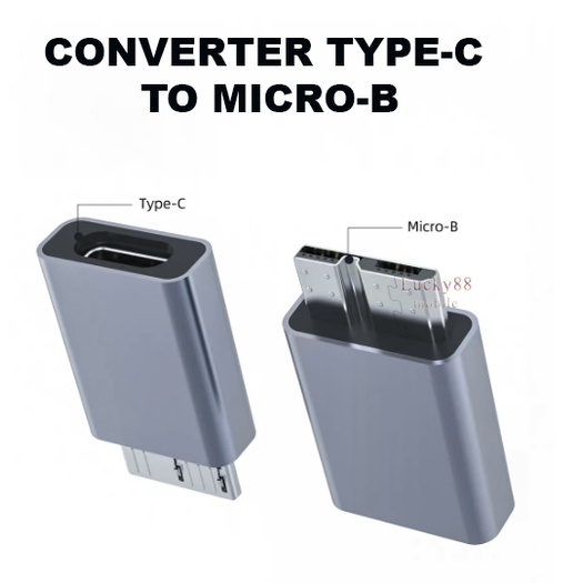 Adapter Type C To Micro B Female Ke Male Konverter Untuk Hard Disk HDD SSD Sata Eksternal Seluler Ko