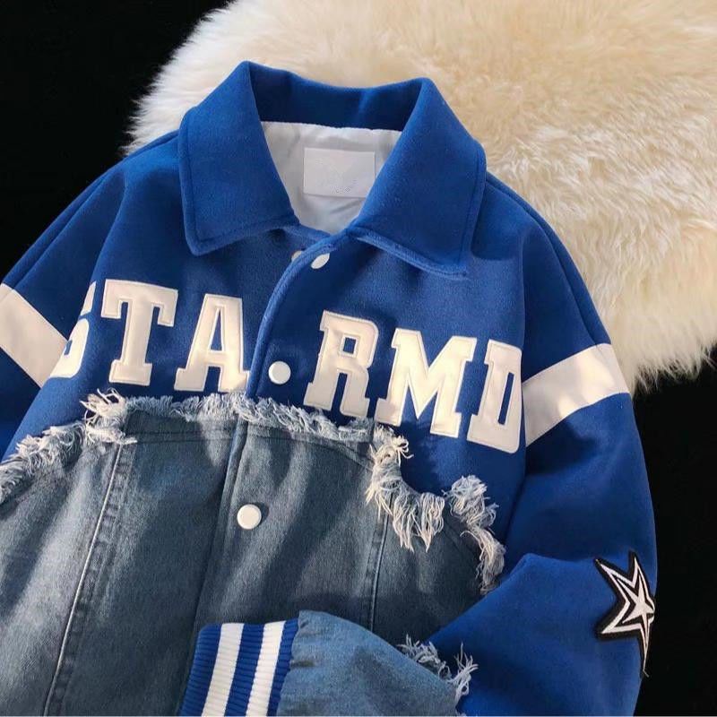 Casual and trendy loose jacket, denim jacket, baseball suit, couple outfit