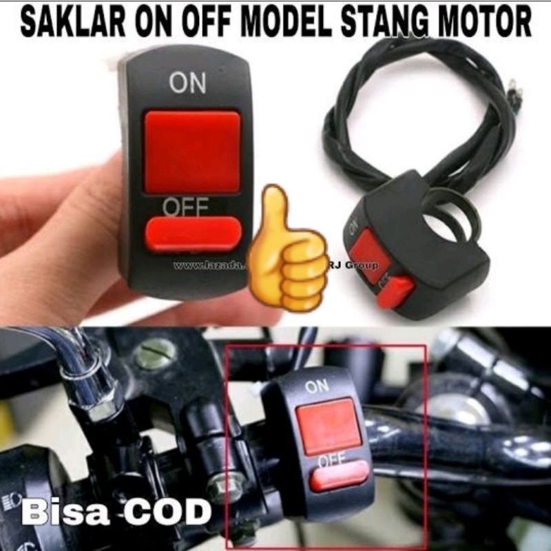 SAKLAR STANG ON OFF LAMPU / SAKLAR ON OFF STANG MOTOR UNIVERSAL RXKING VIXION CB NINJA KLX FINO