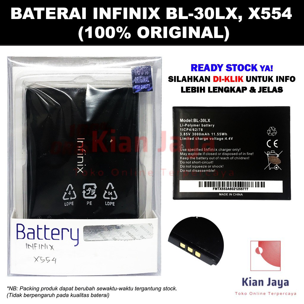 Baterai Original Handphone Infinix X554, BL-30LX, BL30LX Ori 100% Full Cell Battery