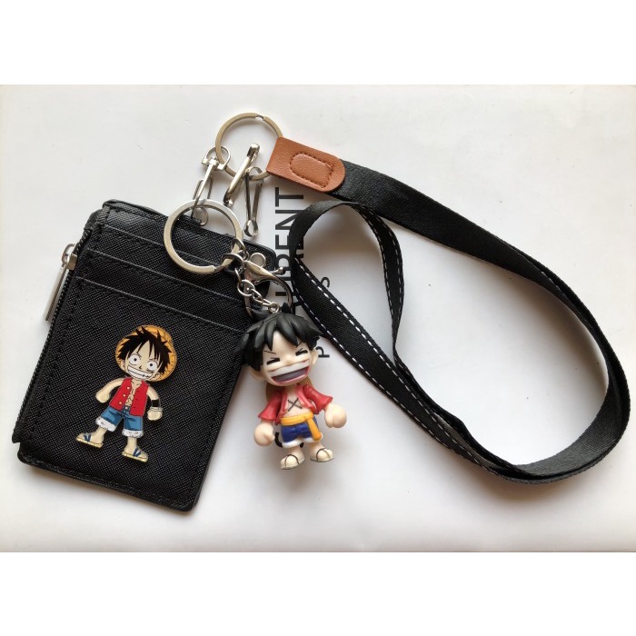 

BEST SELLER- ID card holder ONE PIECE/Money slot/dompet kartu 5 slot/lanyard/name t - HITAM B