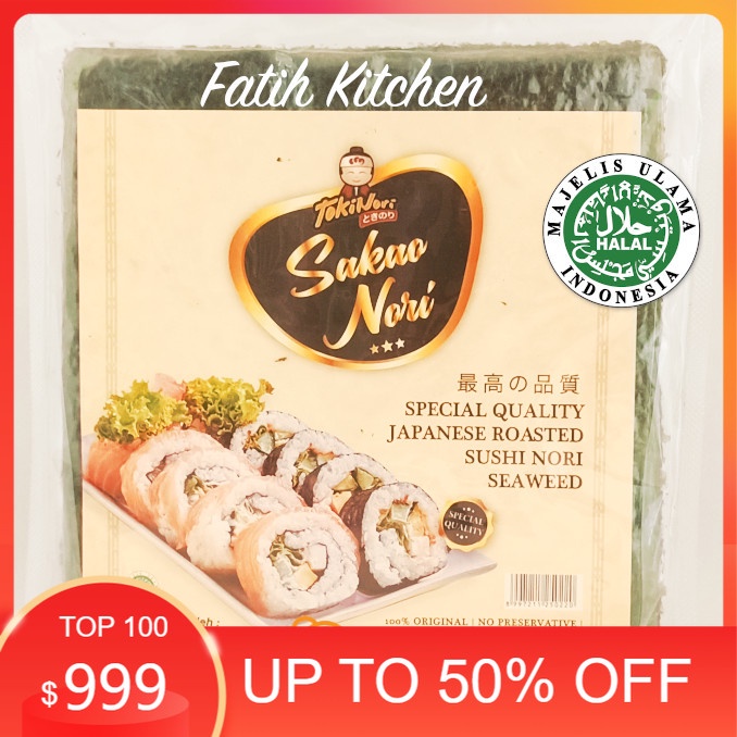 

Sakao Nori Sushi Spesial 50 lembar Halal MUI - Seaweed Rumput Laut DD