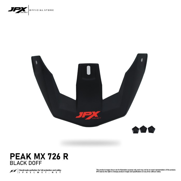 Topi Helm ( PEAK) JPX Parts Helmet Peak JPX MX-726R+Baut - Black Doff