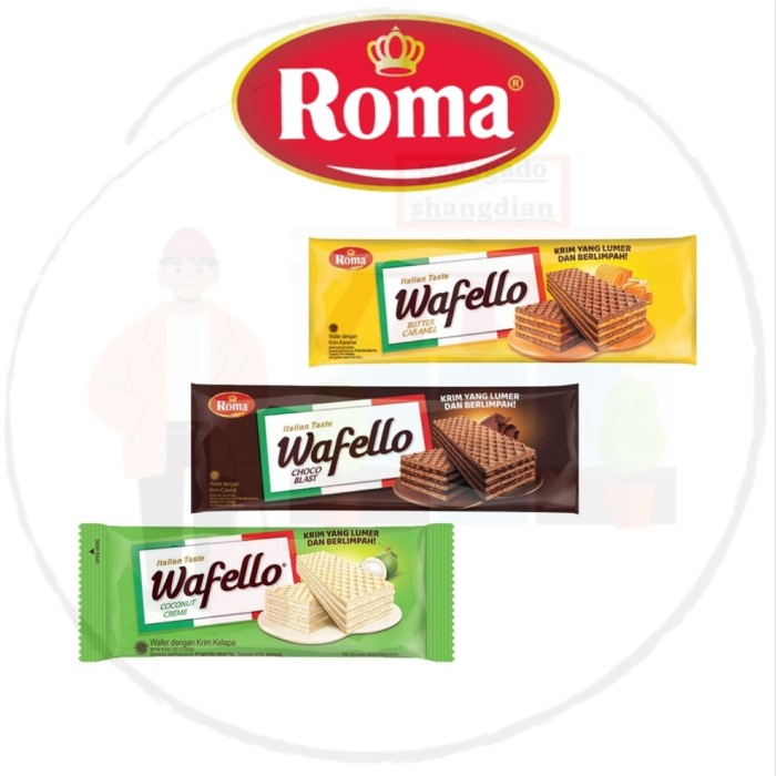 

[Kalimantan] ROMA Wafello Wafer Long Choco Blast - Butter Caramel - Coconut Cream